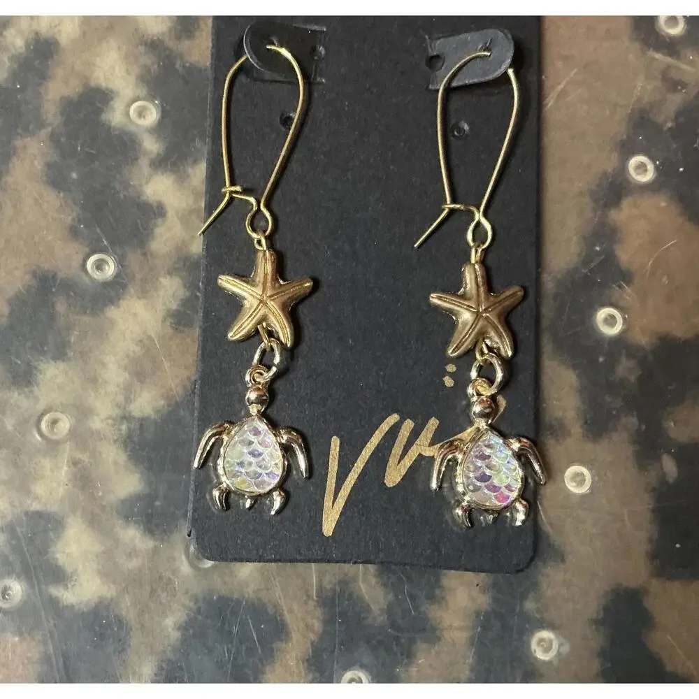 Whimsical Turtle & Starfish Earrings